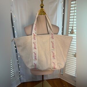 Victoria’s Secret PINK Sherpa Tote Bag Cream Oversized Weekender